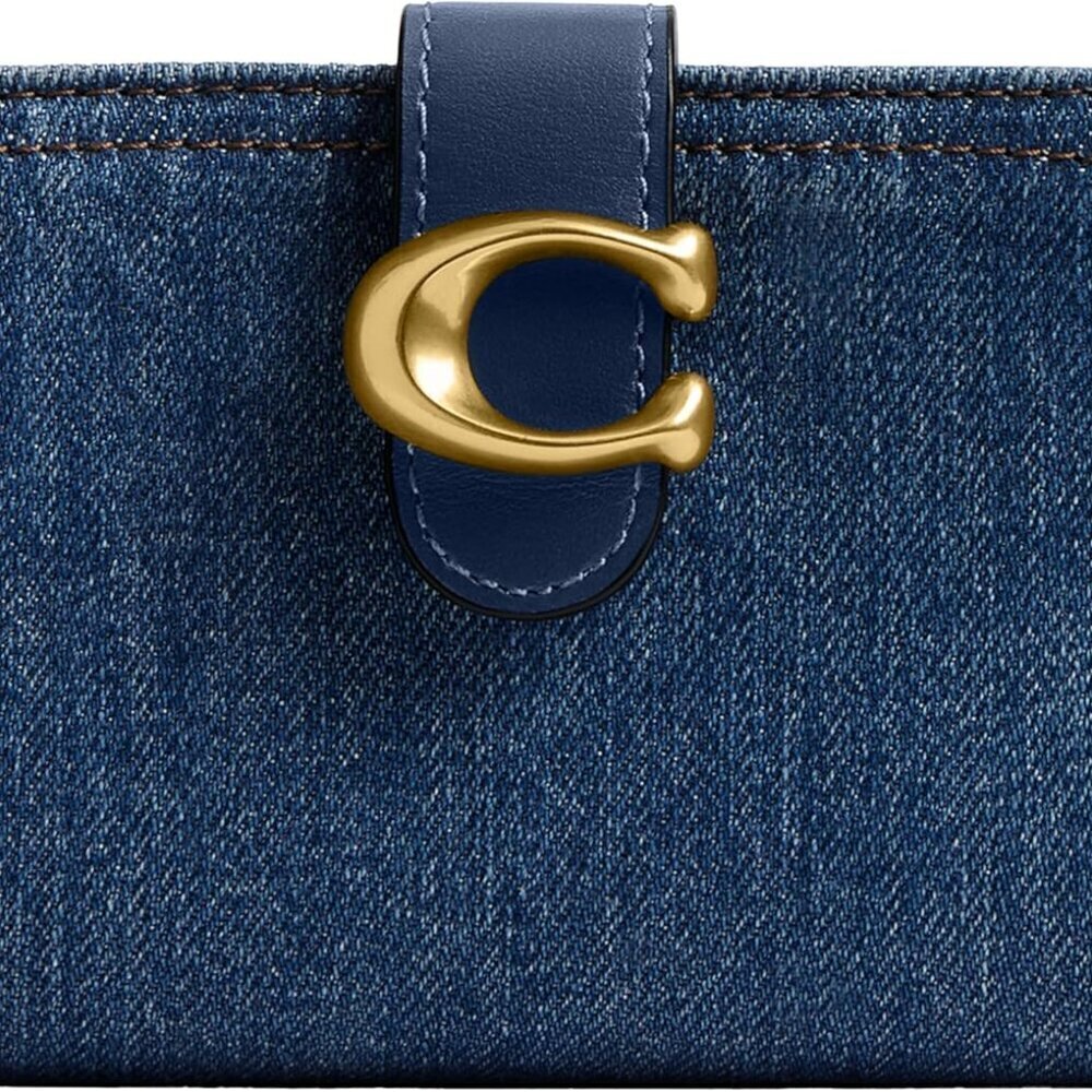 Women's Denim Leather Tabby Bi-Fold Wallet with Multiple Card Slots